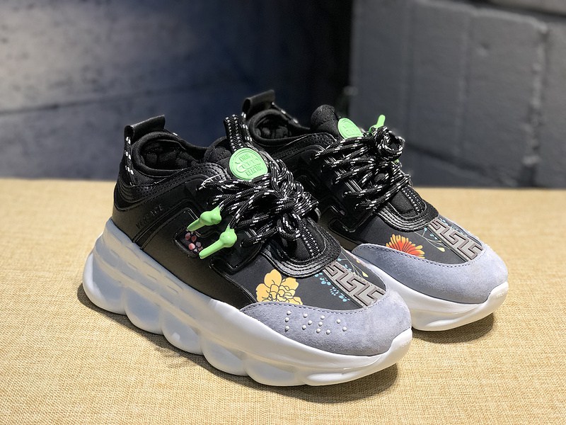 V*ersace CHAIN REACTION SNEAKERS black&white&green