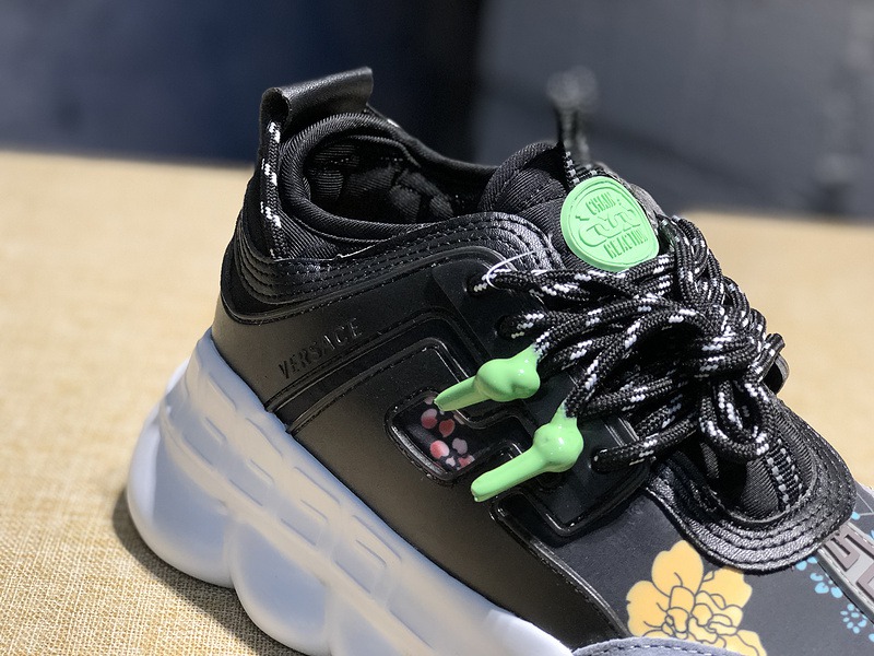 V*ersace CHAIN REACTION SNEAKERS black&white&green