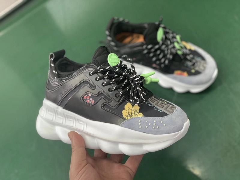 V*ersace CHAIN REACTION SNEAKERS black&white&green