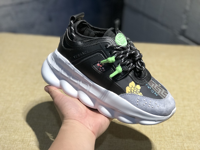 V*ersace CHAIN REACTION SNEAKERS black&white&green