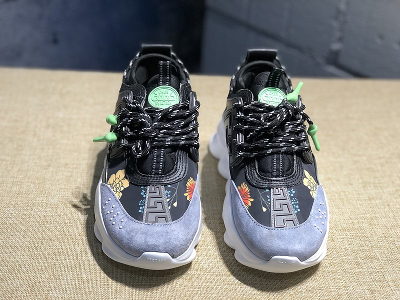 V*ersace CHAIN REACTION SNEAKERS black&white&green