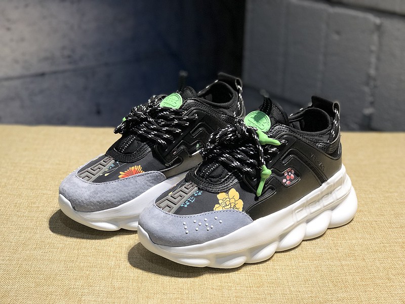 V*ersace CHAIN REACTION SNEAKERS black&white&green