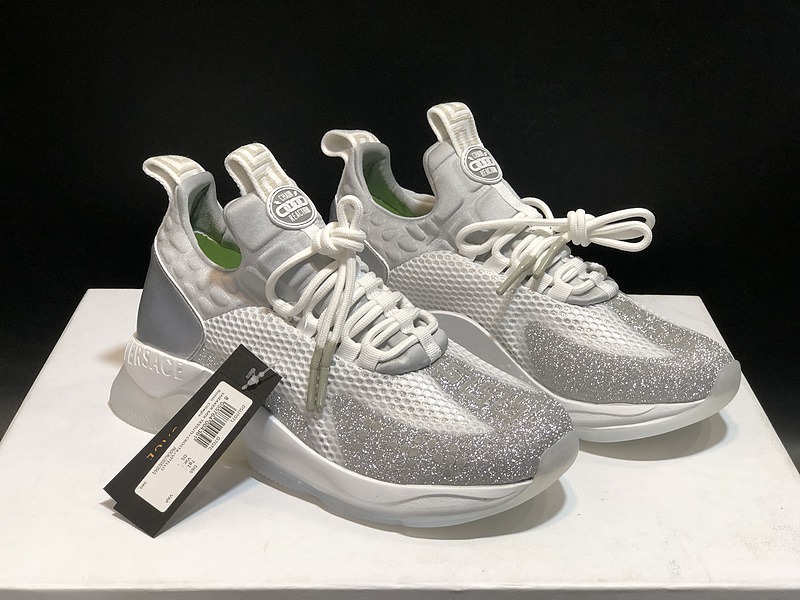 V*ersace CROSS CHAINER SNEAKERS grey&white