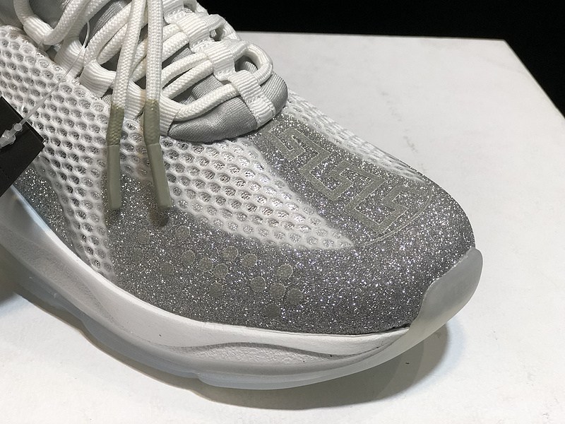 V*ersace CROSS CHAINER SNEAKERS grey&white