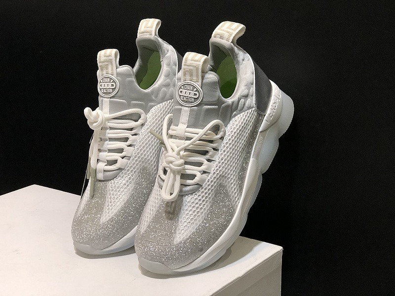 V*ersace CROSS CHAINER SNEAKERS grey&white