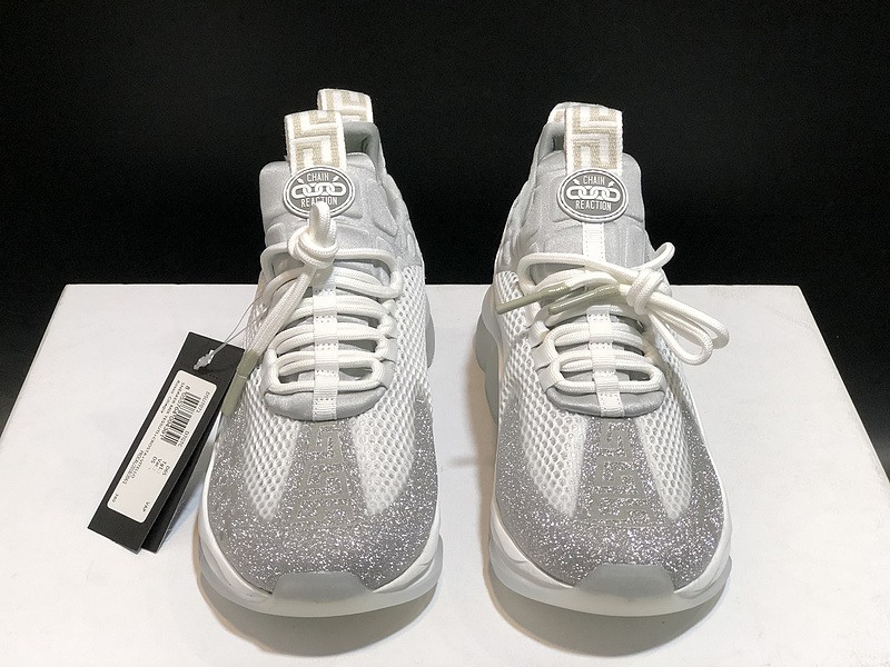 V*ersace CROSS CHAINER SNEAKERS grey&white