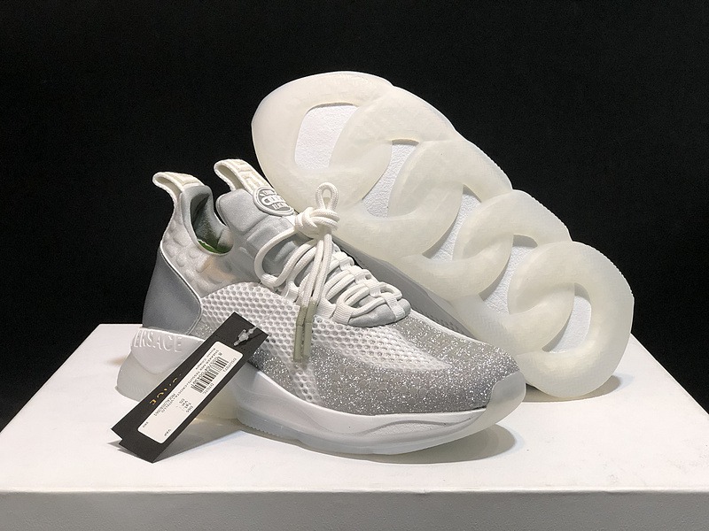 V*ersace CROSS CHAINER SNEAKERS grey&white