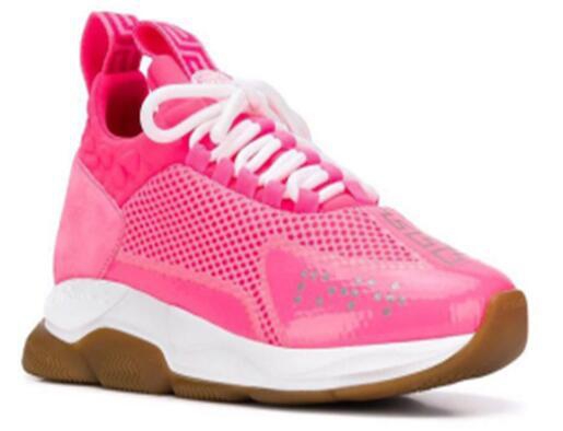 V*ersace CROSS CHAINER SNEAKERS pink&white