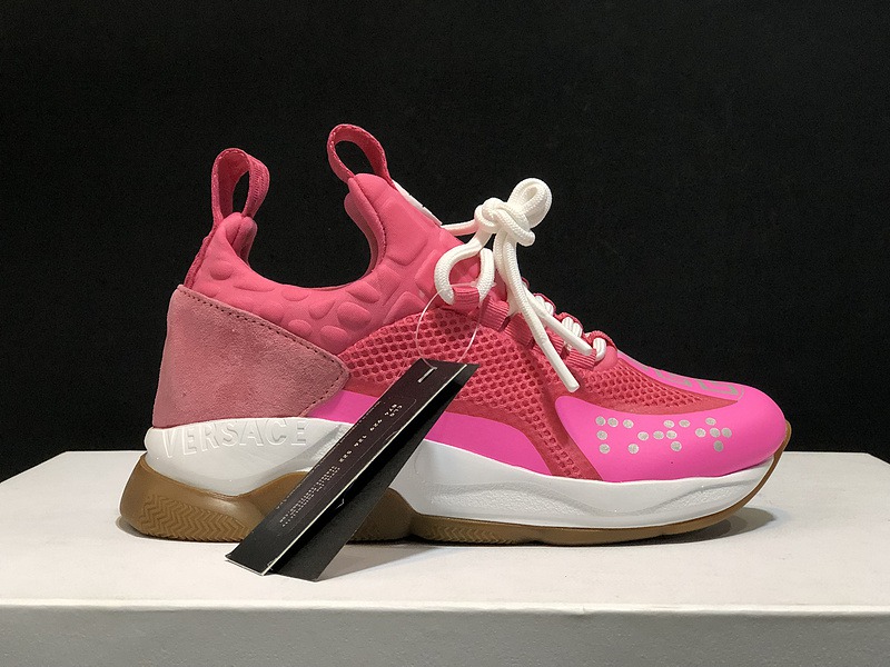 V*ersace CROSS CHAINER SNEAKERS pink&white