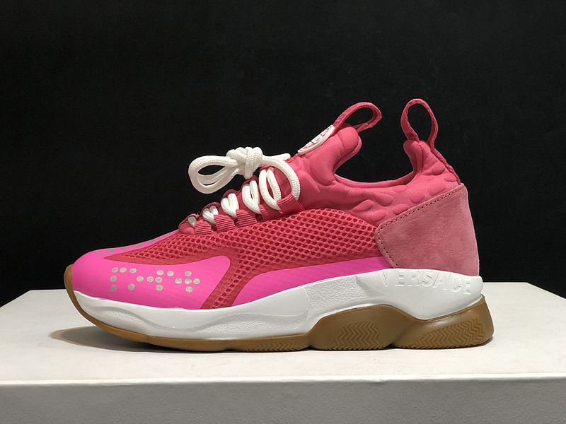 V*ersace CROSS CHAINER SNEAKERS pink&white