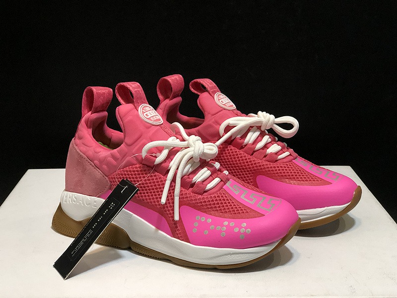 V*ersace CROSS CHAINER SNEAKERS pink&white