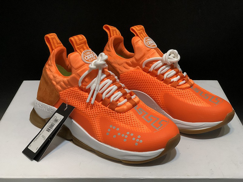 V*ersace CROSS CHAINER SNEAKERS orange&white