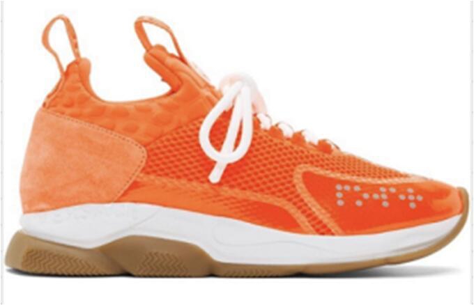 V*ersace CROSS CHAINER SNEAKERS orange&white