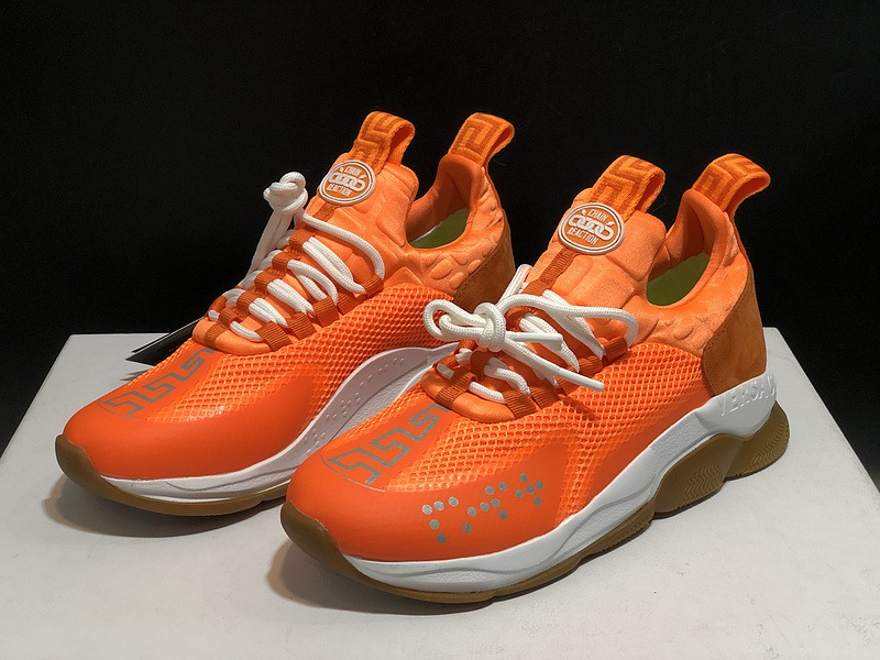 V*ersace CROSS CHAINER SNEAKERS orange&white