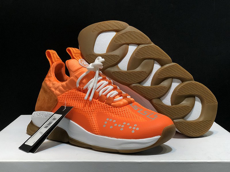 V*ersace CROSS CHAINER SNEAKERS orange&white