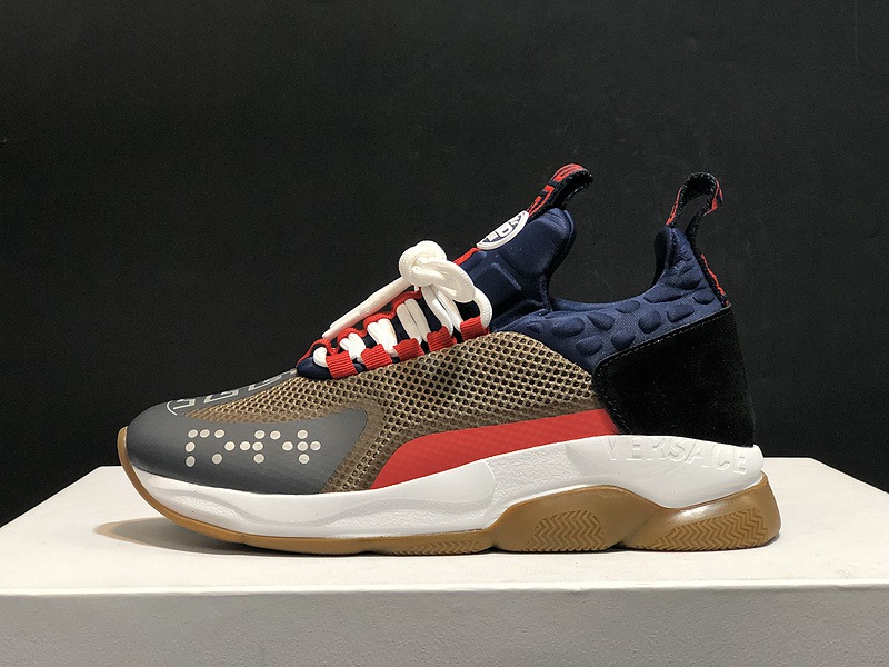 V*ersace CROSS CHAINER SNEAKERS black&white&blue&grey
