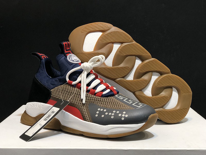 V*ersace CROSS CHAINER SNEAKERS black&white&blue&grey
