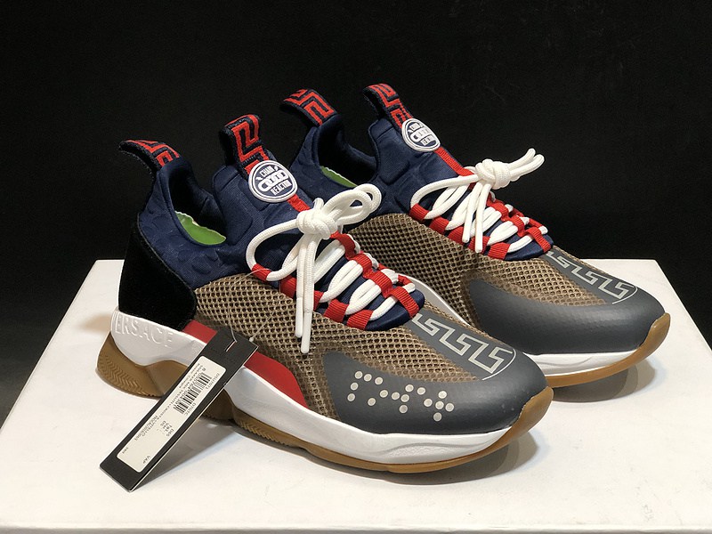 V*ersace CROSS CHAINER SNEAKERS black&white&blue&grey