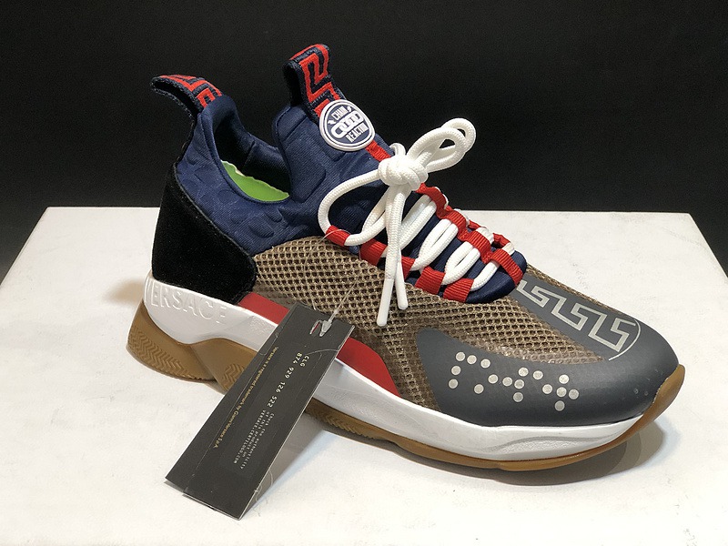 V*ersace CROSS CHAINER SNEAKERS black&white&blue&grey