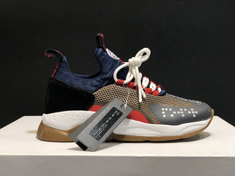 V*ersace CROSS CHAINER SNEAKERS black&white&blue&grey