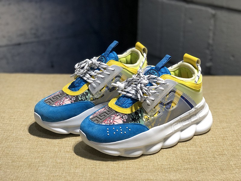 V*ersace CHAIN REACTION SNEAKERS blue&white&yellow
