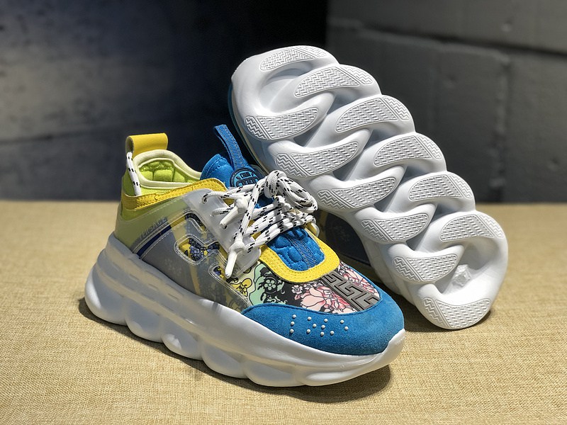 V*ersace CHAIN REACTION SNEAKERS blue&white&yellow