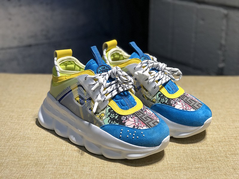 V*ersace CHAIN REACTION SNEAKERS blue&white&yellow