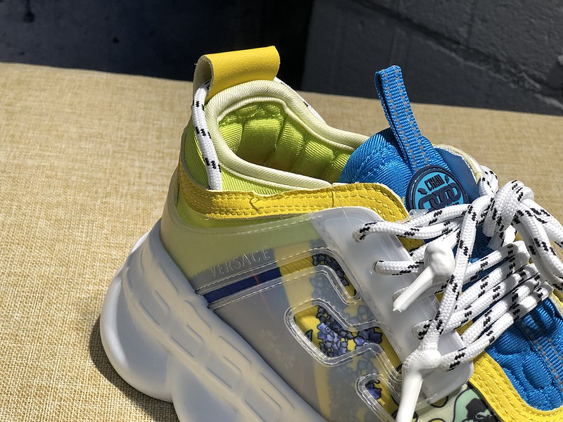V*ersace CHAIN REACTION SNEAKERS blue&white&yellow