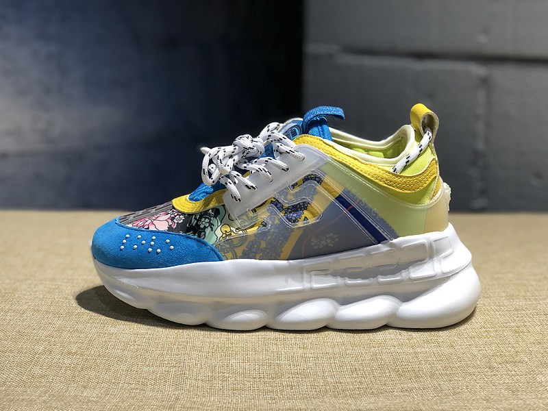 V*ersace CHAIN REACTION SNEAKERS blue&white&yellow