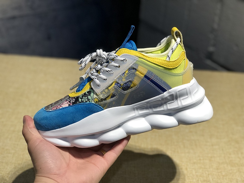 V*ersace CHAIN REACTION SNEAKERS blue&white&yellow