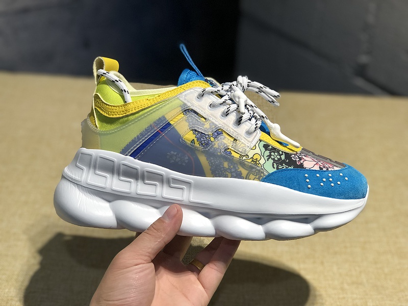V*ersace CHAIN REACTION SNEAKERS blue&white&yellow