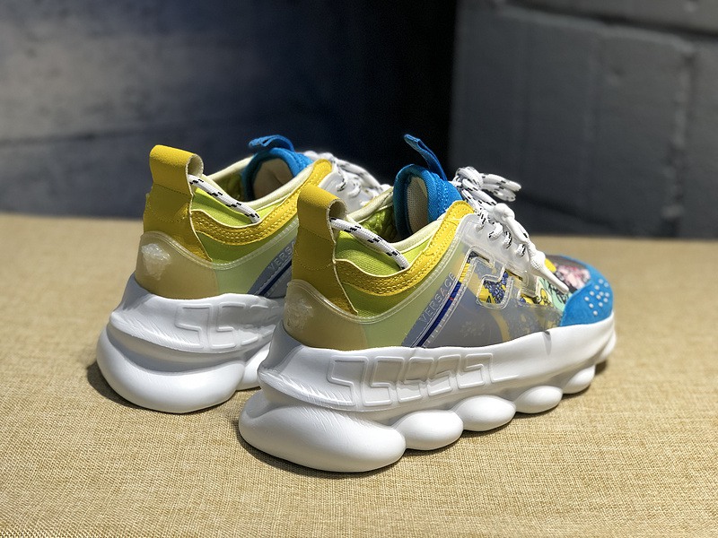 V*ersace CHAIN REACTION SNEAKERS blue&white&yellow