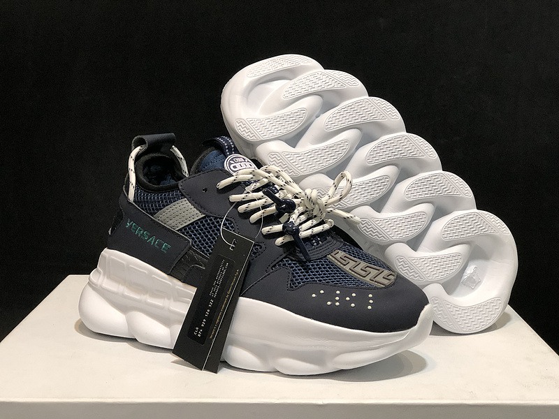 V*ersace CHAIN REACTION SNEAKERS black&white&blue