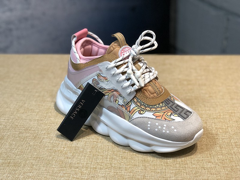 V*ersace CHAIN REACTION SNEAKERS pink&white&yellow&grey
