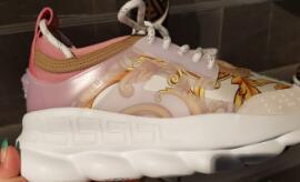 V*ersace CHAIN REACTION SNEAKERS pink&white&yellow&grey