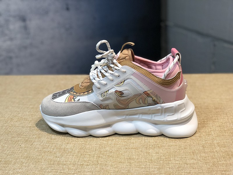 V*ersace CHAIN REACTION SNEAKERS pink&white&yellow&grey