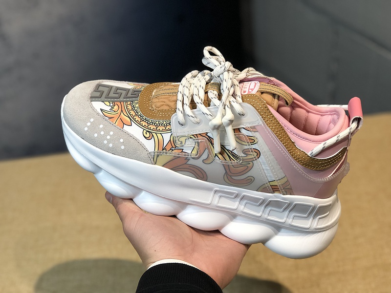 V*ersace CHAIN REACTION SNEAKERS pink&white&yellow&grey