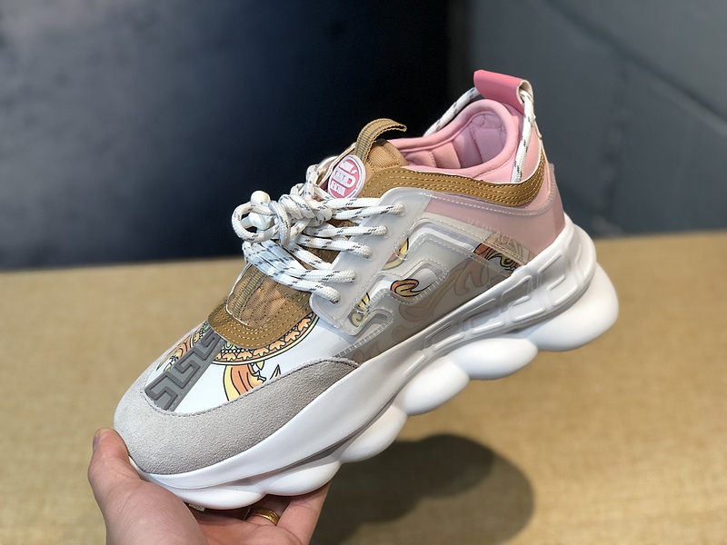 V*ersace CHAIN REACTION SNEAKERS pink&white&yellow&grey