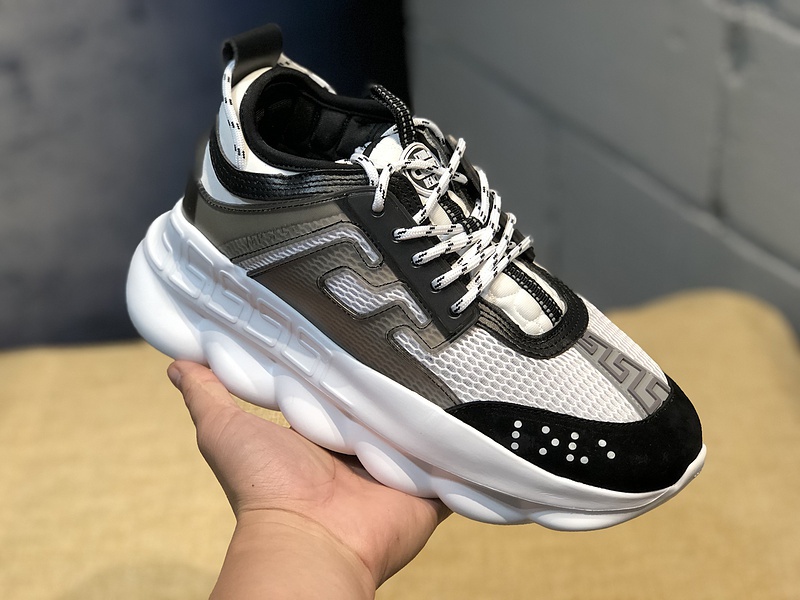 V*ersace CHAIN REACTION SNEAKERS black&white&grey