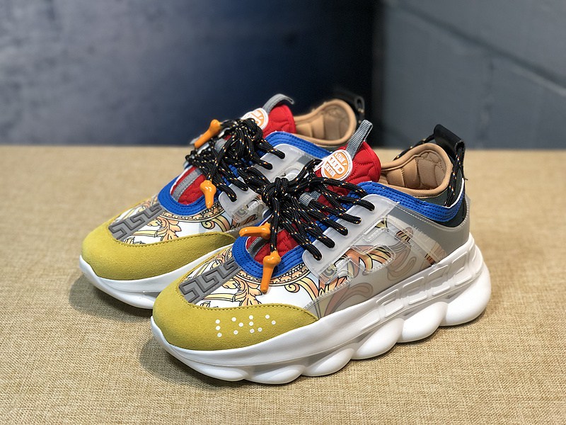 V*ersace CHAIN REACTION SNEAKERS red&white&yellow&grey&blue