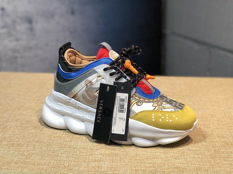 V*ersace CHAIN REACTION SNEAKERS red&white&yellow&grey&blue