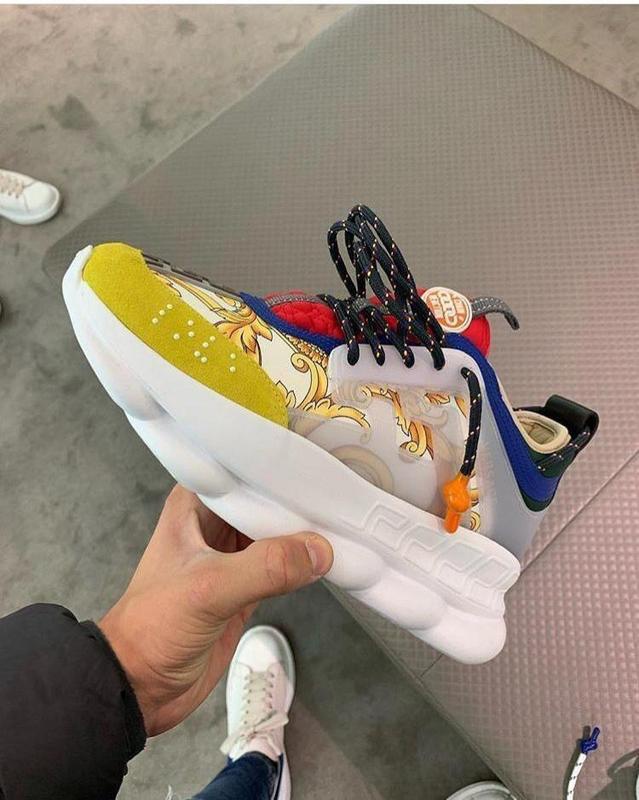 V*ersace CHAIN REACTION SNEAKERS red&white&yellow&grey&blue