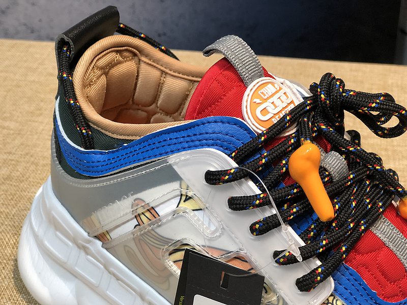 V*ersace CHAIN REACTION SNEAKERS red&white&yellow&grey&blue