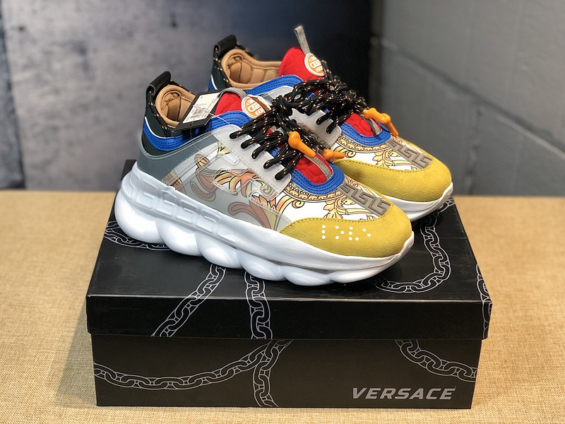 V*ersace CHAIN REACTION SNEAKERS red&white&yellow&grey&blue