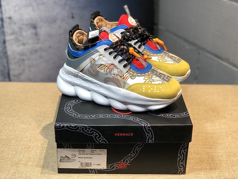 V*ersace CHAIN REACTION SNEAKERS red&white&yellow&grey&blue
