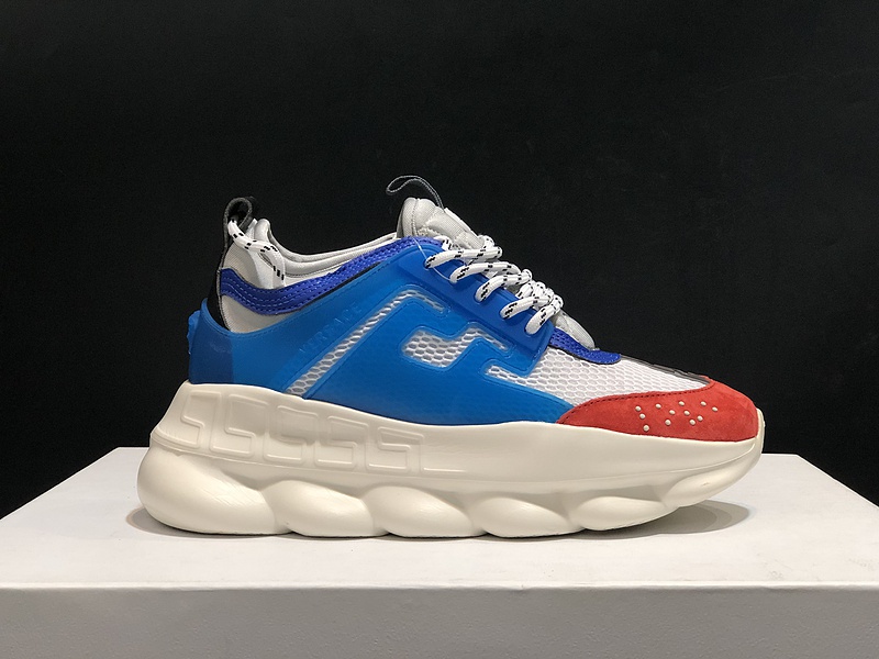 V*ersace CHAIN REACTION SNEAKERS black&white&blue&red