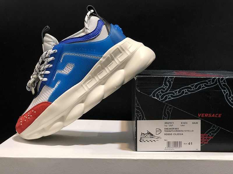 V*ersace CHAIN REACTION SNEAKERS black&white&blue&red