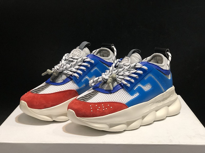 V*ersace CHAIN REACTION SNEAKERS black&white&blue&red