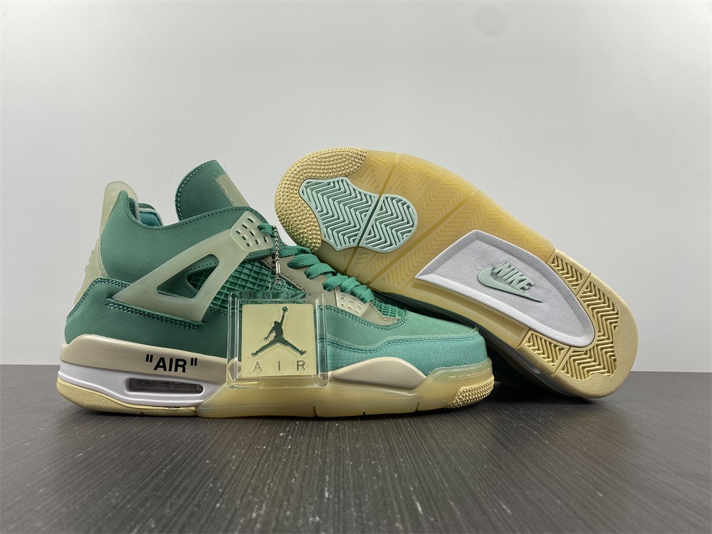 off-white x air jordan 4 sail neptune T*f*ny green