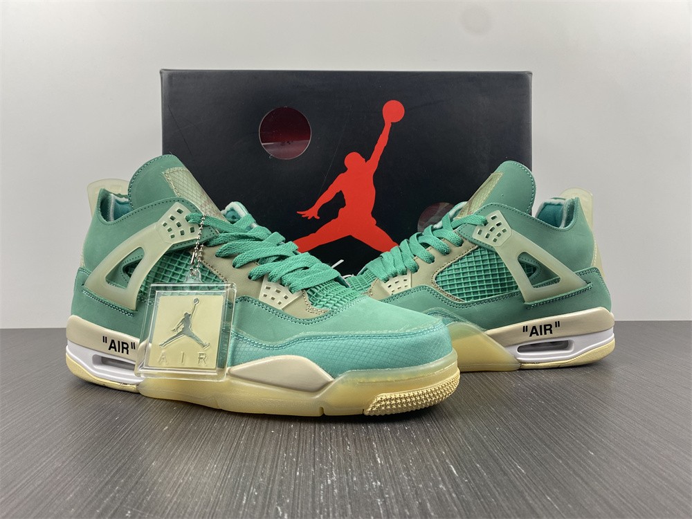 off-white x air jordan 4 sail neptune T*f*ny green
